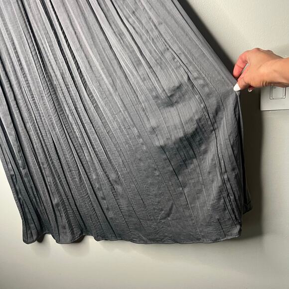 Rachel Zoe Pleated Maxi Skirt Gray Sz L Elastic Waist Boho Flowy Academia Witchy - Picture 4 of 10